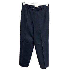 Talbots Petites Navy Worsted Wool Womens Pleated Trousers Size 10